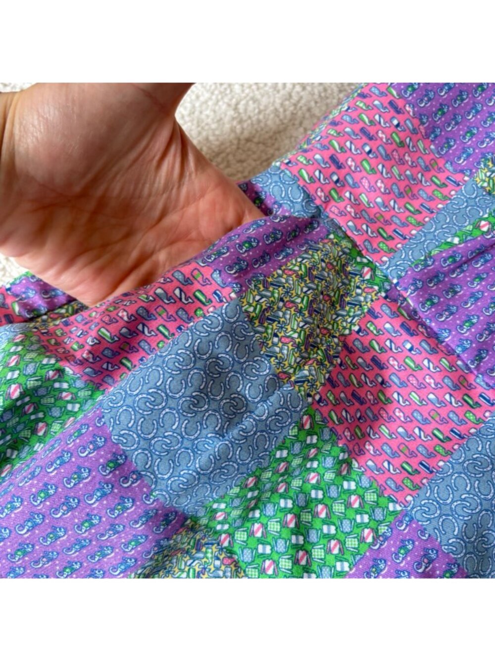Vineyard Vines Kentucky Derby Strapless Patchwork Dress Preppy Horseshoe Print - Picture 10 of 10
